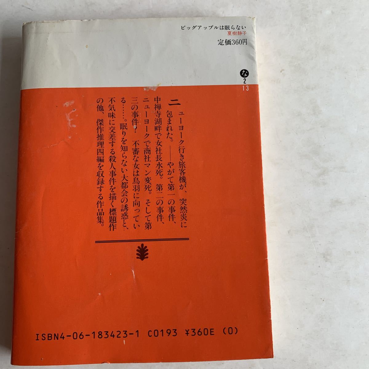 文庫　ビッグアップルは眠らない　夏樹静子　講談社文庫　昭和61年_画像2