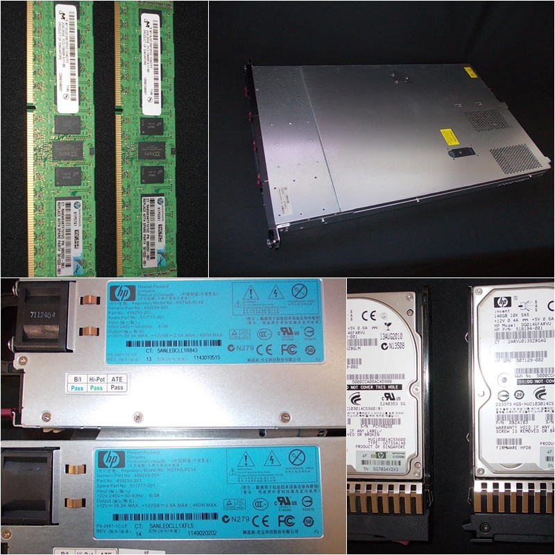 サーバー HP ProLiant DL360 G7 通電のみ確認 電源２ メモリ２ ハードディスク2