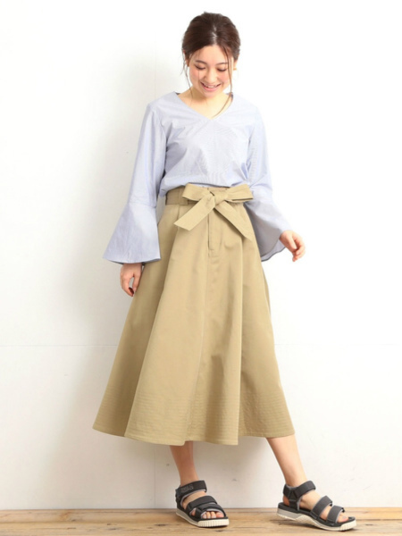 B:MING by BEAMS × Dickies special order ribbon flair skirt * Be mingby Beams beige 