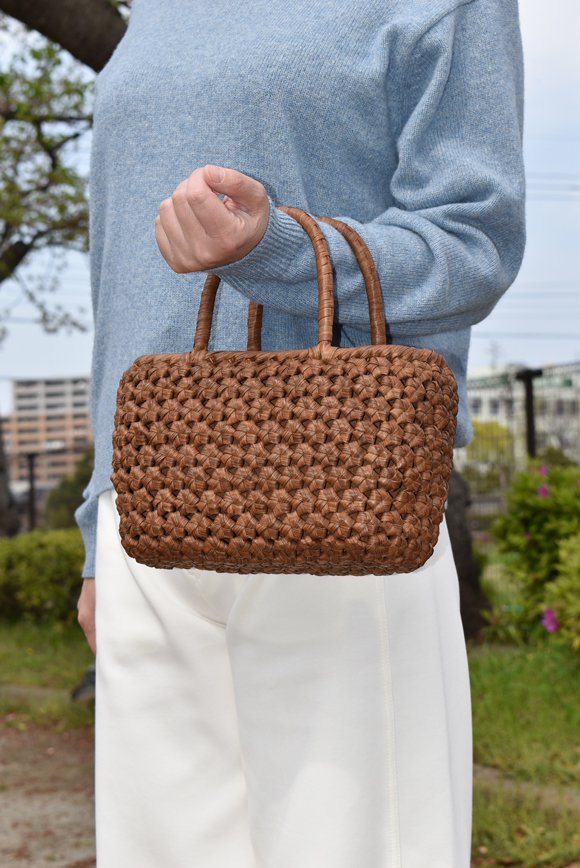 送料無料】山葡萄籠バッグ | 六角花結び編み | (約)幅25cmx高さ17cmx
