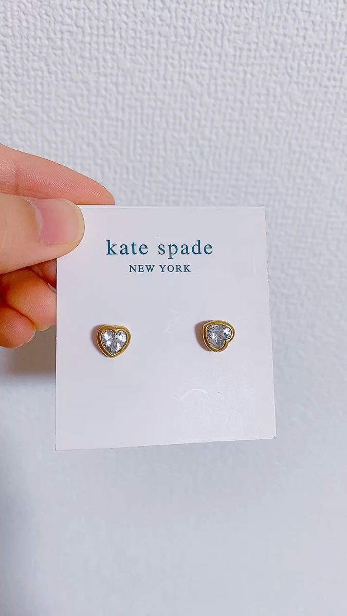 kate spade ハート型ピアス ラインストーン ゴールド 新品未使用 ジルコン