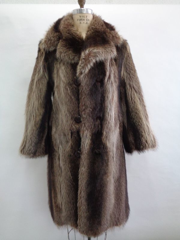 【在庫僅少】 メンズ　ラクーン毛皮ファー・コート　アメリカンサイズ38 毛皮、ファー