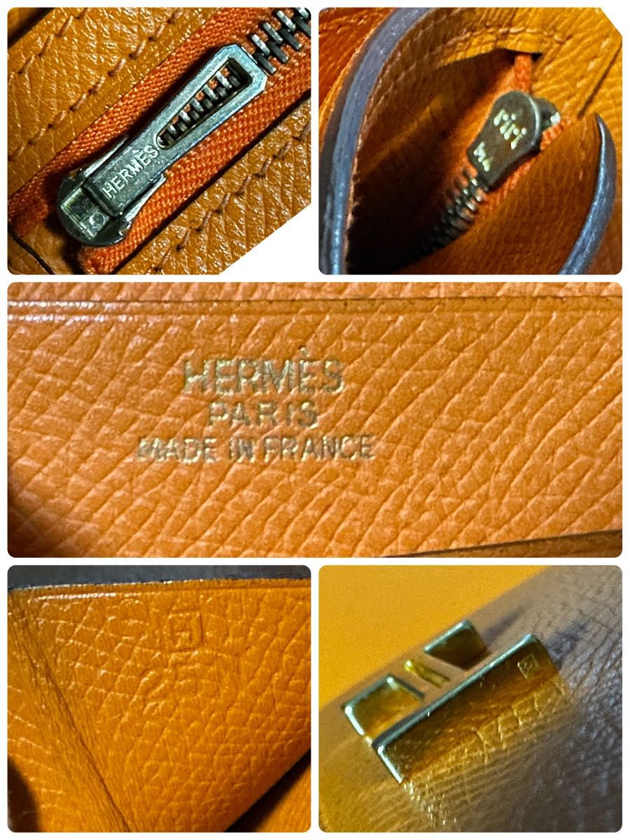 エルメス ベアンコンパクト オレンジ ゴールド金具 財布 HERMES エルメス ベアンコンパクト オレンジ ゴールド金具 財布 HERMES
