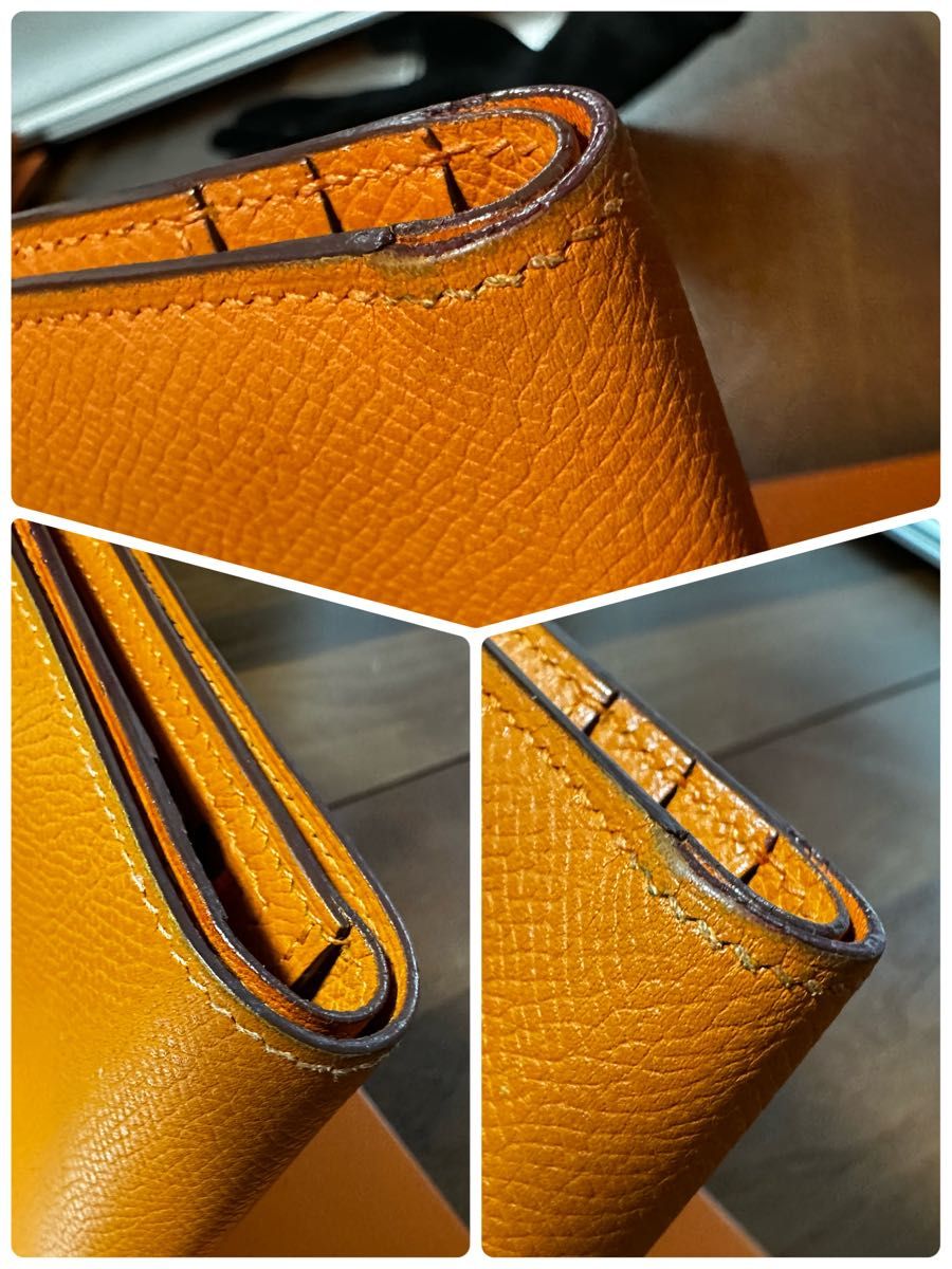 エルメス ベアンコンパクト オレンジ ゴールド金具 財布 HERMES エルメス ベアンコンパクト オレンジ ゴールド金具 財布 HERMES