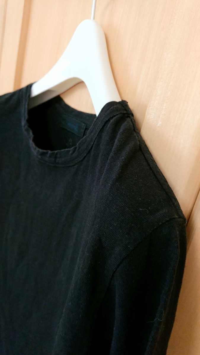 45rpm 1サイズ フォーティファイブアールピーエム クールネック 後染め 半袖Tシャツ ワンポイント刺繍 メンズS相当 ブラック 日本製_画像2