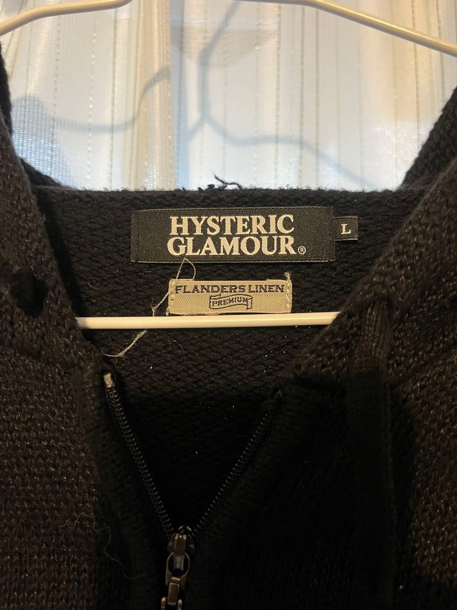 HYSTERIC GLAMOUR ジップアップニットパーカー ブラック サイズL HYSTERIC GLAMOUR ジップアップニットパーカー ブラック サイズL