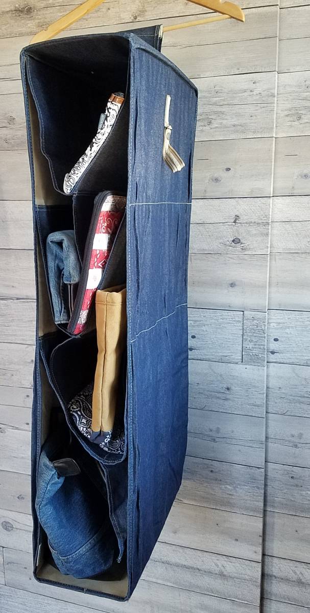  Denim hanging lowering bag storage removal possibility bag storage hanging bag wardrobe hanging type storage rack bag bag closet 