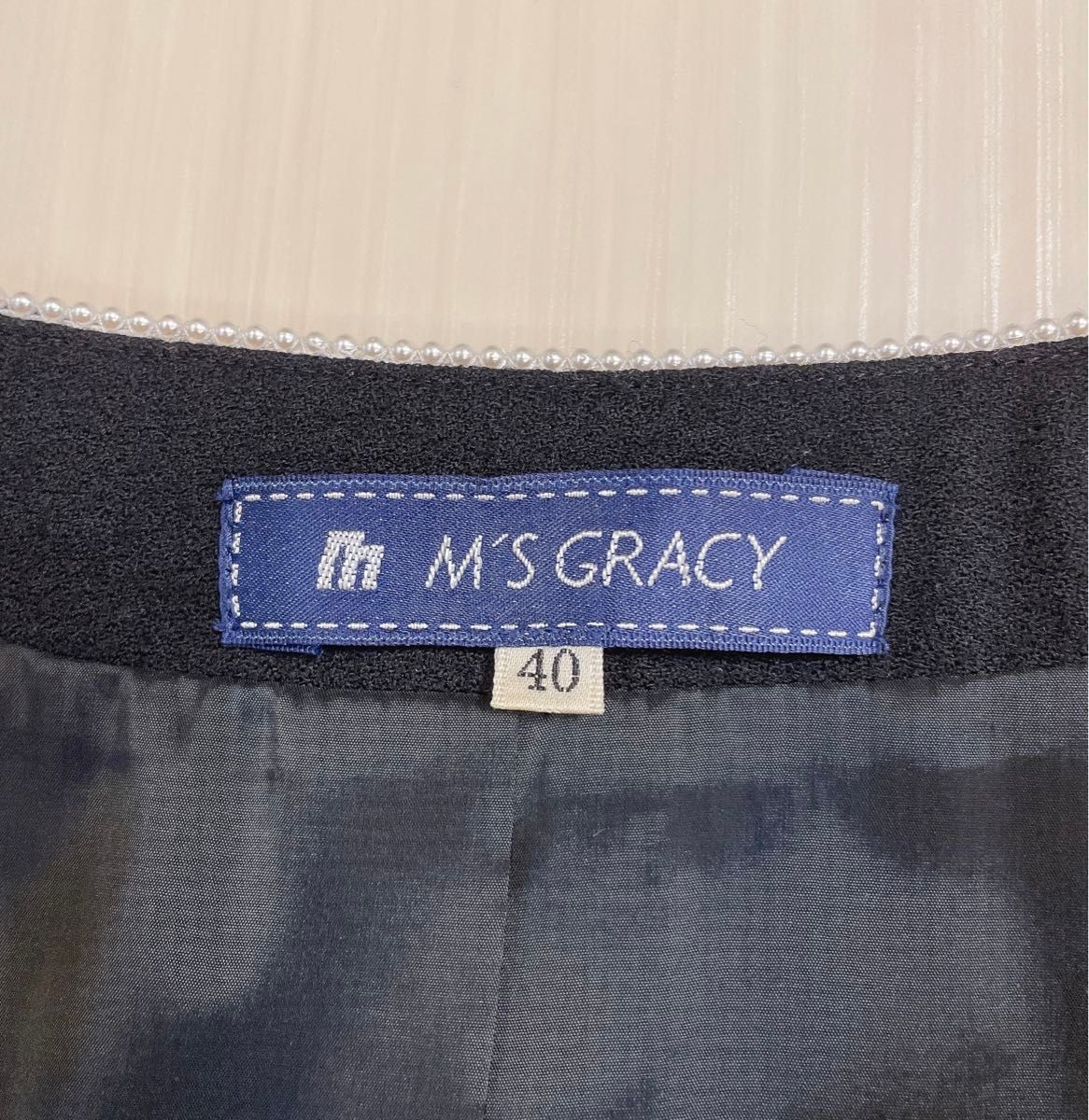 美品 M's GRACY エムズグレイシー ノーカラージャケット 美品 M's GRACY エムズグレイシー ノーカラージャケット