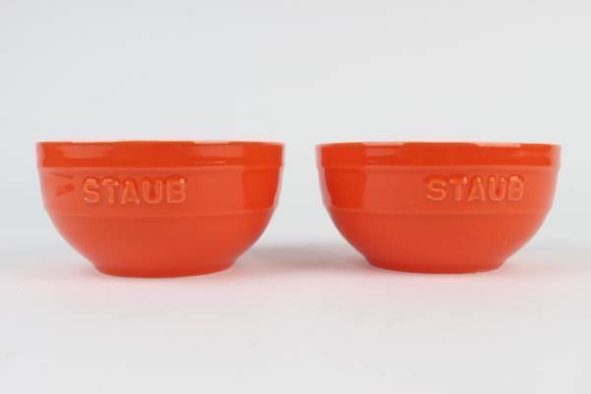 新品 staub ストウブ セラミックボウル 12cm 0 4L オレンジ 2個 新品 staub ストウブ セラミックボウル 12cm 0 4L オレンジ 2個