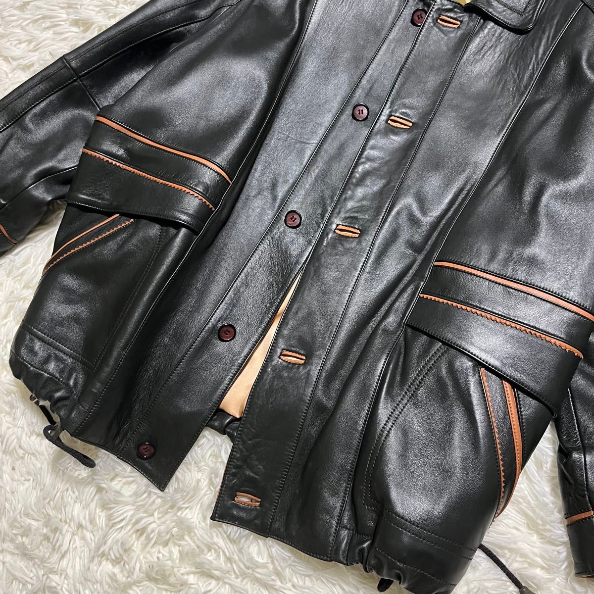 MUNPER ムンペル ラムレザージャケット ブルゾン ドローコード MUNPER ムンペル ラムレザージャケット ブルゾン ドローコード