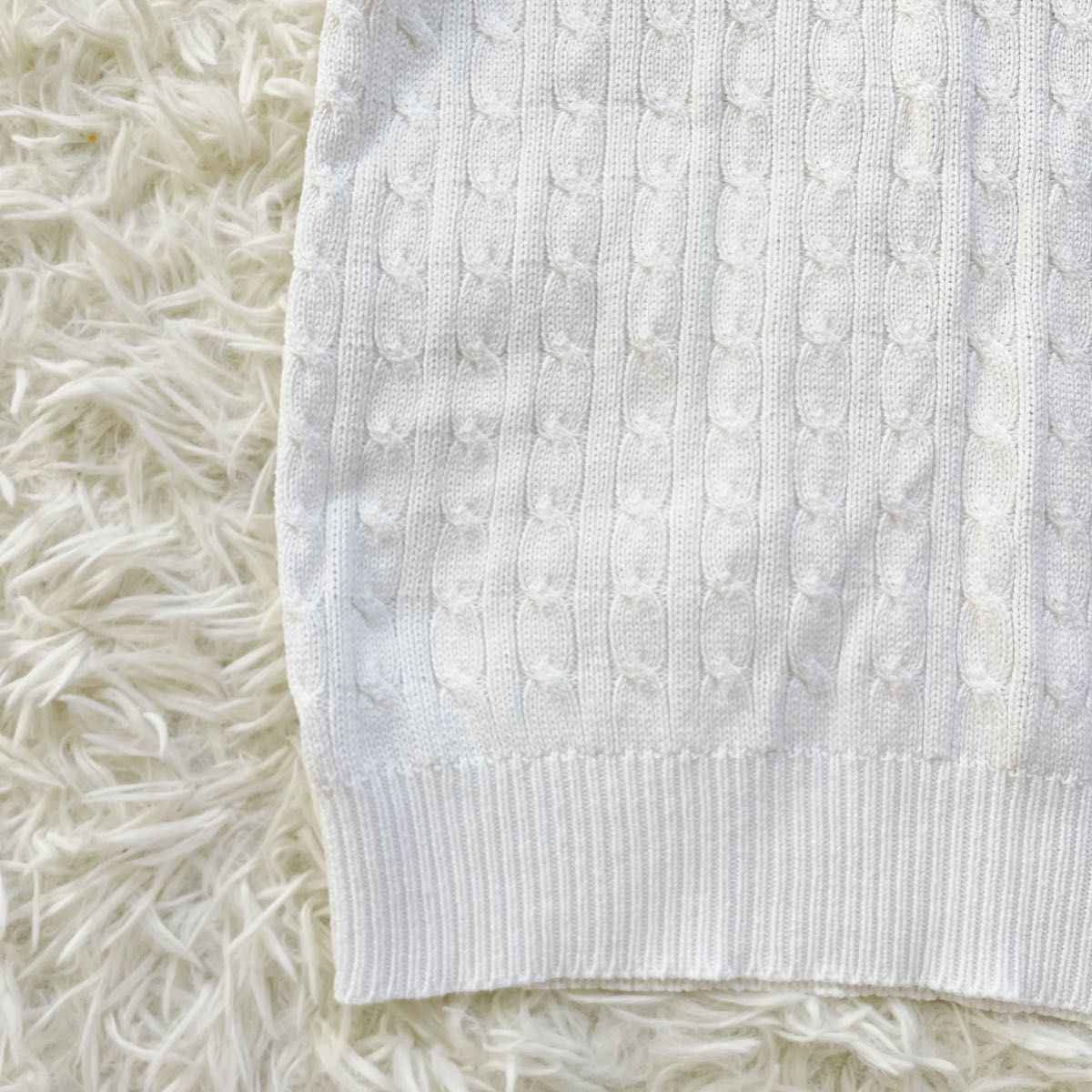 ラルフローレン ケーブルニット ポロシャツ 白 L ロゴ 刺繍 半袖 ラルフローレン ケーブルニット ポロシャツ 白 L ロゴ 刺繍 半袖