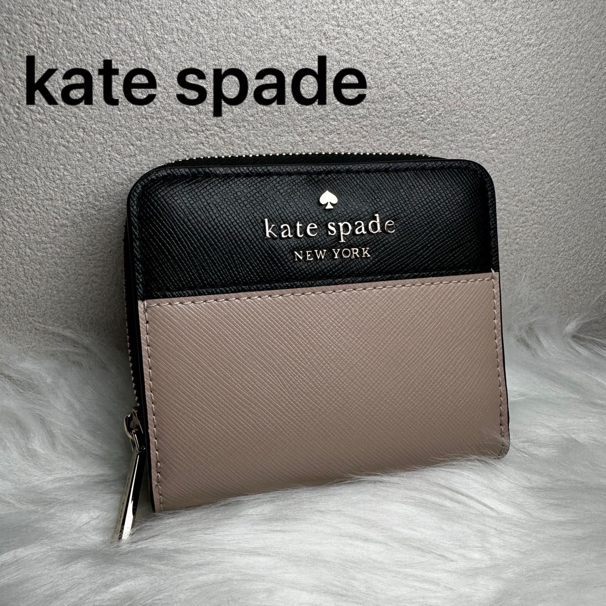 美品】kate spade ケイトスペード 二つ折り財布 コンパクト財布 美品】kate spade ケイトスペード 二つ折り財布 コンパクト財布