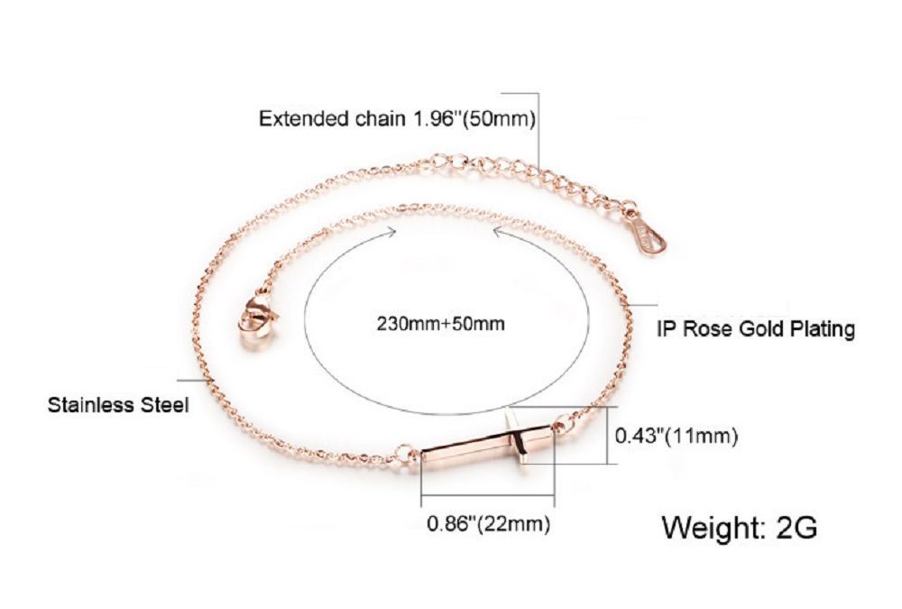 超 安い 限定 人気 レア かわいい おしゃれ アンクレット サージカル ステンレス 316l クロス 十字架 ピンクゴールド レディース 男女兼用_画像2