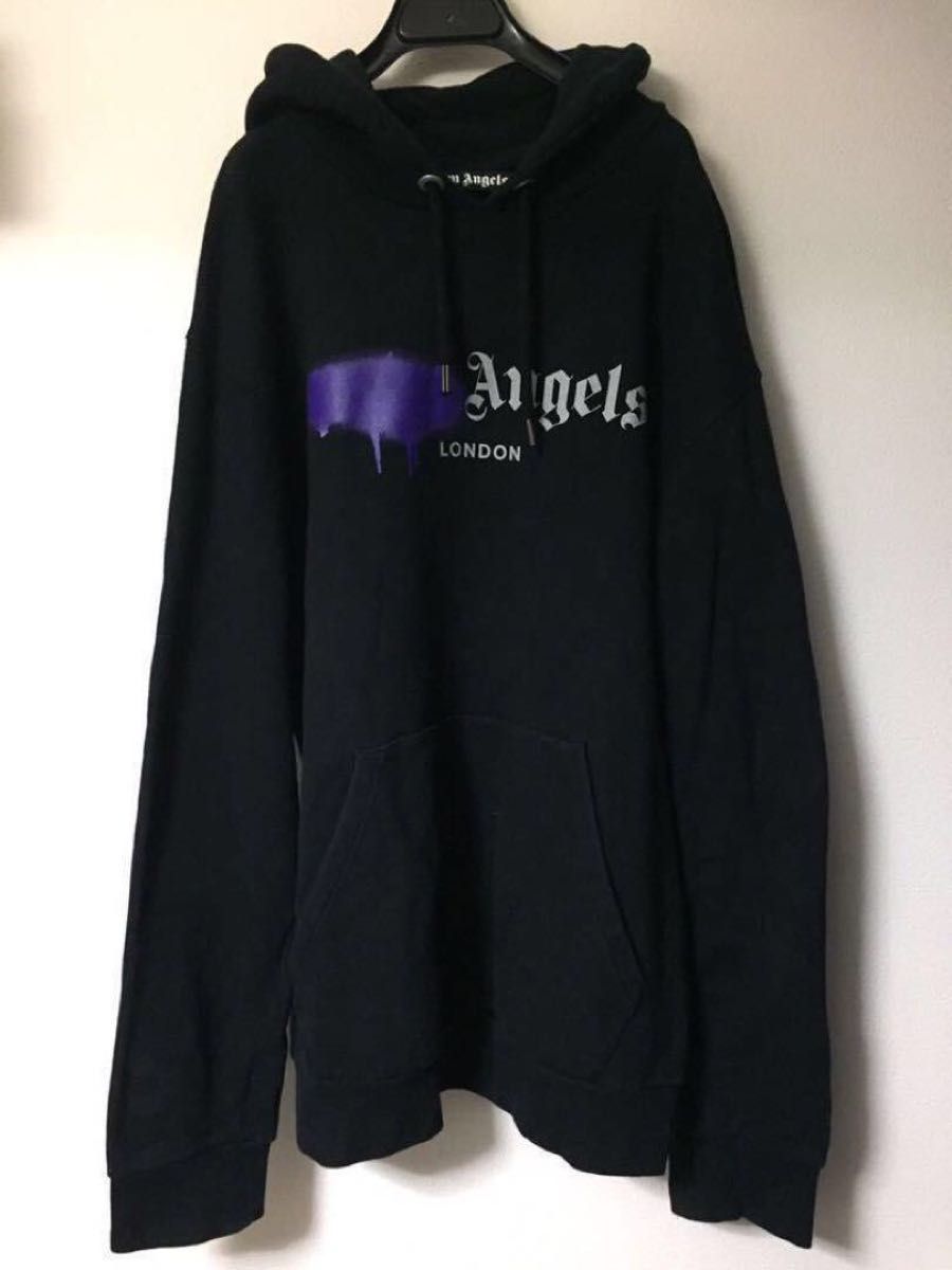 Palm Angels 20AW Sprayed Hoodie LONDON 黒 紫 白 L spray Palm Angels 20AW Sprayed Hoodie LONDON 黒 紫 白 L spray