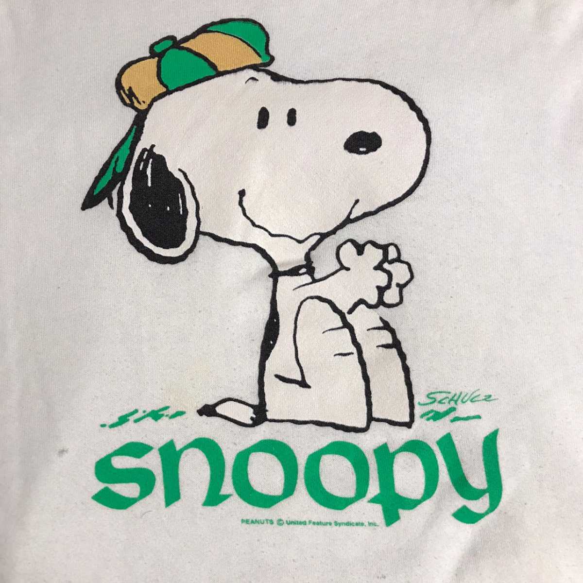 USA製 SANTEE スヌーピー プルオーバー パーカー 50/50 白 ホワイト SNOOPY_画像5