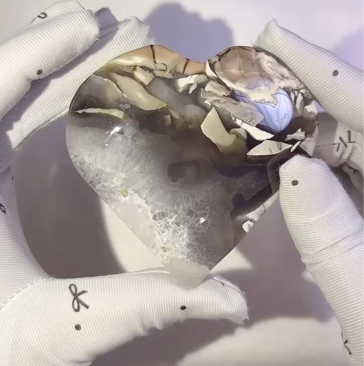 【115】天然石 ボルケーノアゲート 火山瑪瑙 ハート縦76×横77.3㎜×厚み×25.3㎜ パワーストーン