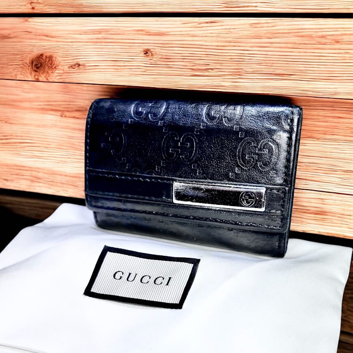 GUCCI グッチ レザー GG柄 キーケース ブラック 本革 メンズ GUCCI グッチ レザー GG柄 キーケース ブラック 本革 メンズ