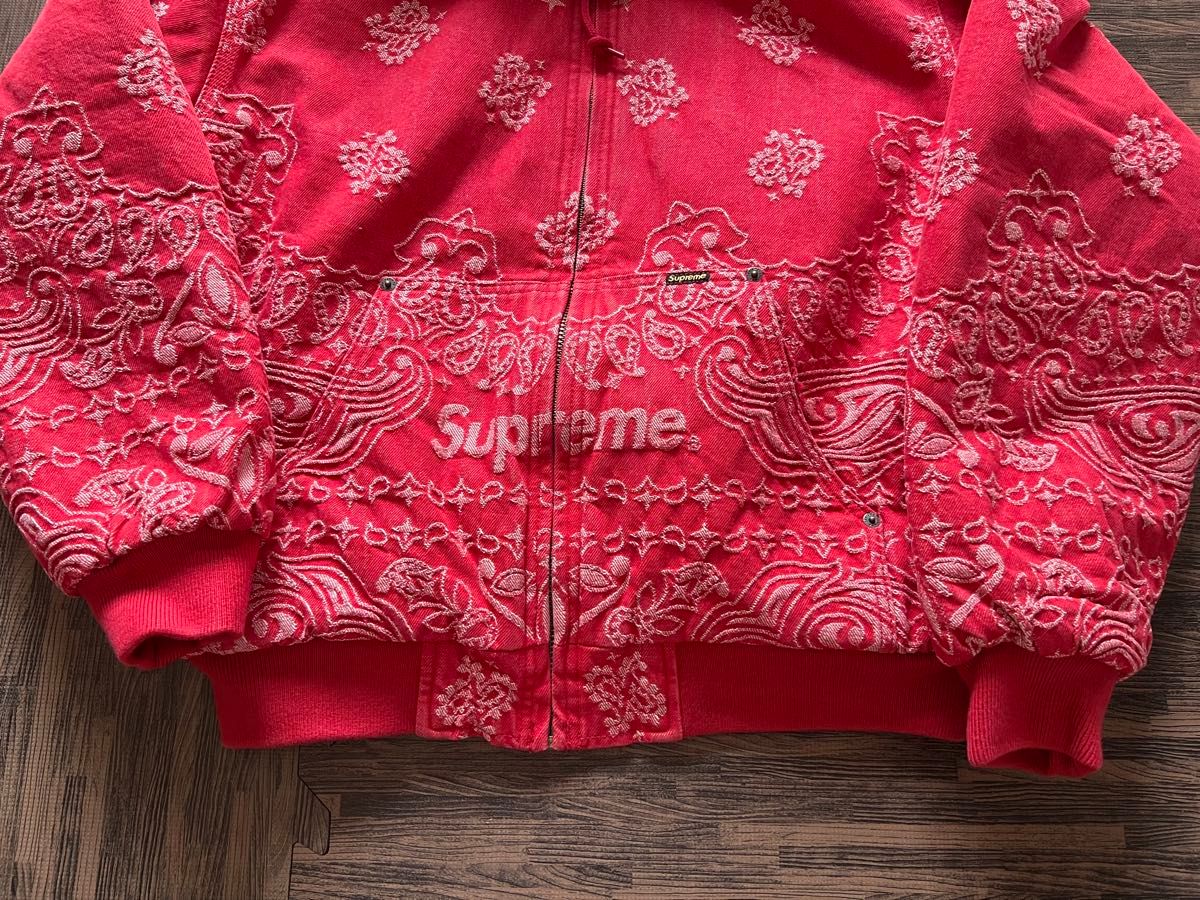 Supreme Bandana Jacquard Denim Hooded Work Jacket|Yahoo Supreme Bandana Jacquard Denim Hooded Work Jacket|Yahoo