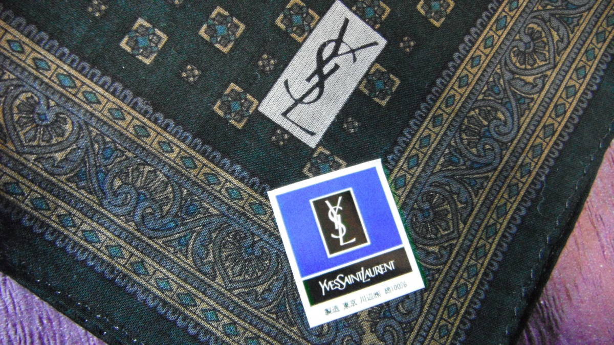 YSL Yves Saint-Laurent мужской модный! носовой платок 46x47cm джентльмен черный / река сторона 