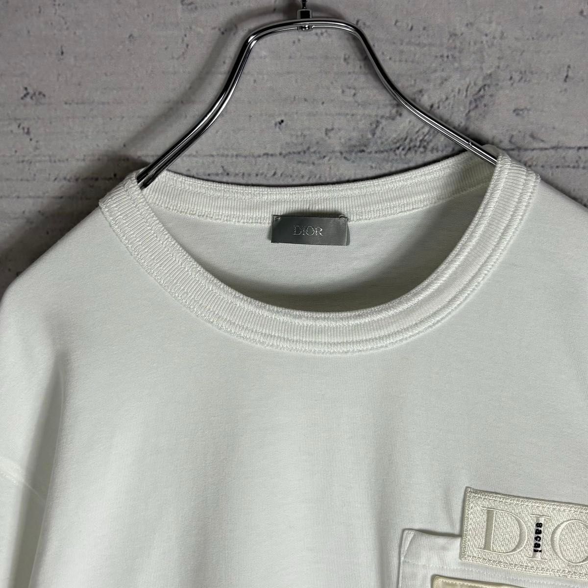 美品 Dior×sacai サイドスリット ナイロン切替 長袖Tシャツ L 美品 Dior×sacai サイドスリット ナイロン切替 長袖Tシャツ L