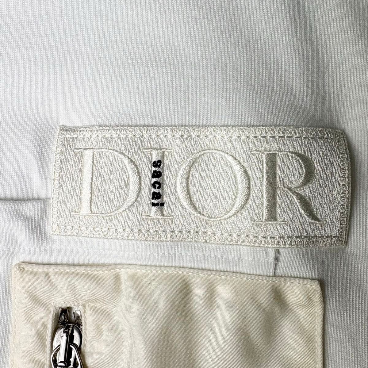 美品 Dior×sacai サイドスリット ナイロン切替 長袖Tシャツ L 美品 Dior×sacai サイドスリット ナイロン切替 長袖Tシャツ L