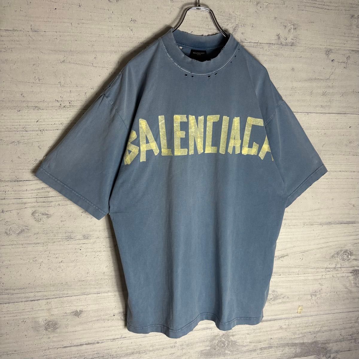 美品 大人気 バレンシアガ テープロゴ Tシャツ L相当 オーバー 美品 大人気 バレンシアガ テープロゴ Tシャツ L相当 オーバー