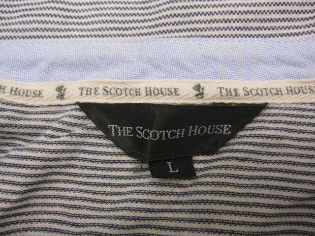 ザ スコッチハウス THE SCOTCH HOUSE ポロシャツ 半袖 コットン ボーダー L ブルー系 メンズ E318 _画像5