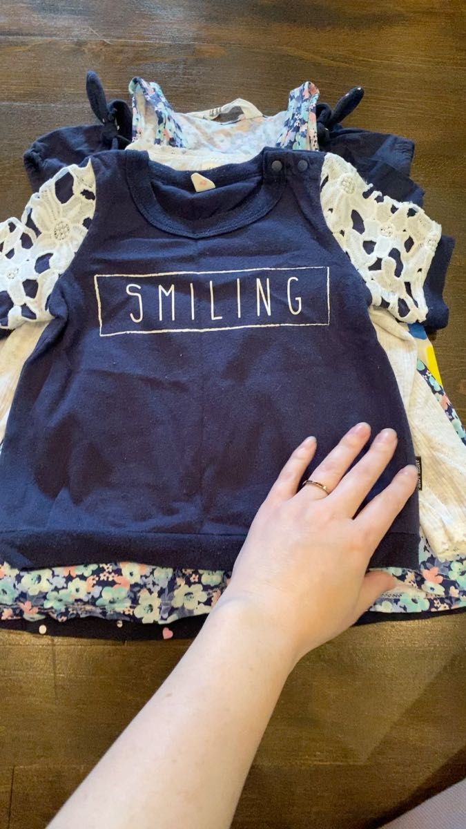 子供服 90サイズ 女の子 まとめ売り 6着 セット H&M他 Tシャツ ワンピース 長袖 カットソー 紺 ネイビー 青系