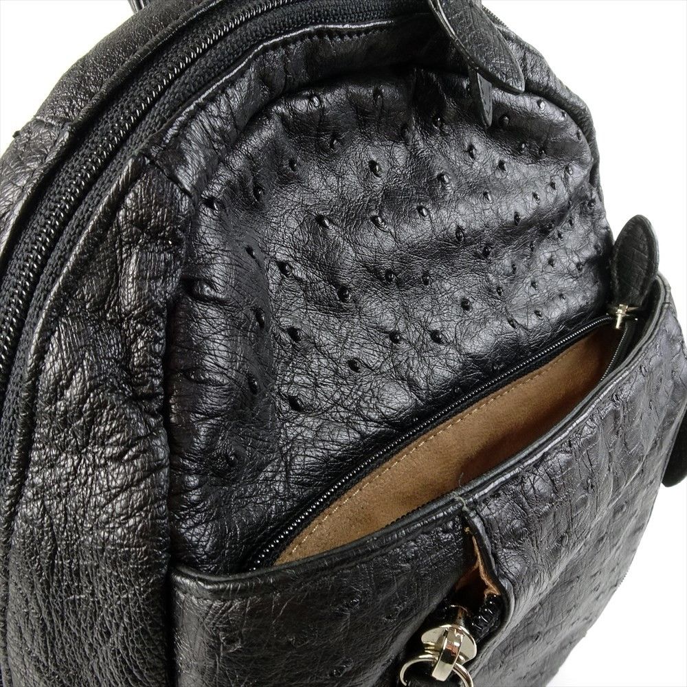 美品 オーストリッチレザー ミニリュック ブラック 黒 バッグ 美品 オーストリッチレザー ミニリュック ブラック 黒 バッグ