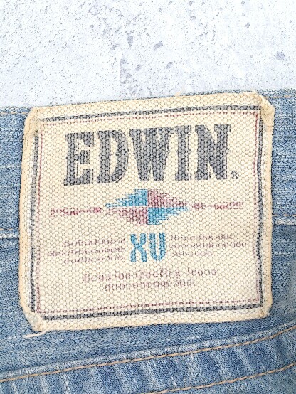 ◇ EDWIN エドウィン ウォッシュ加工 デニム ハーフ ショート パンツ 34 インディゴ # 1002799166331_画像5