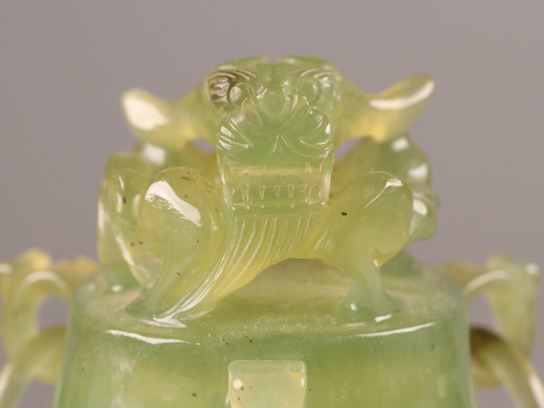 中国古玩 唐物 緑砡石 翡翠 遊環 置物 香炉 時代物 極上品 初 中国古玩 唐物 緑砡石 翡翠 遊環 置物 香炉 時代物 極上品 初