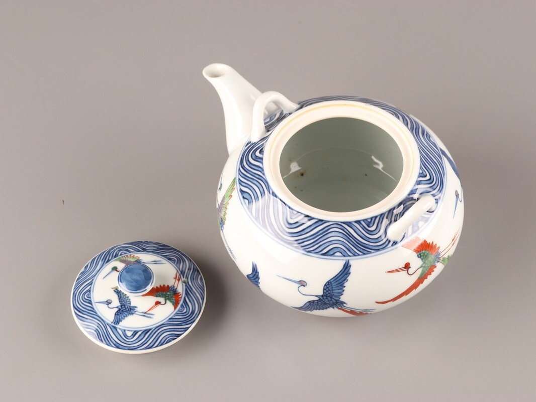 【特価】 染付 館林源右衛門 古美術 番茶器 時代物 共箱 六点 湯呑 急須 工芸品