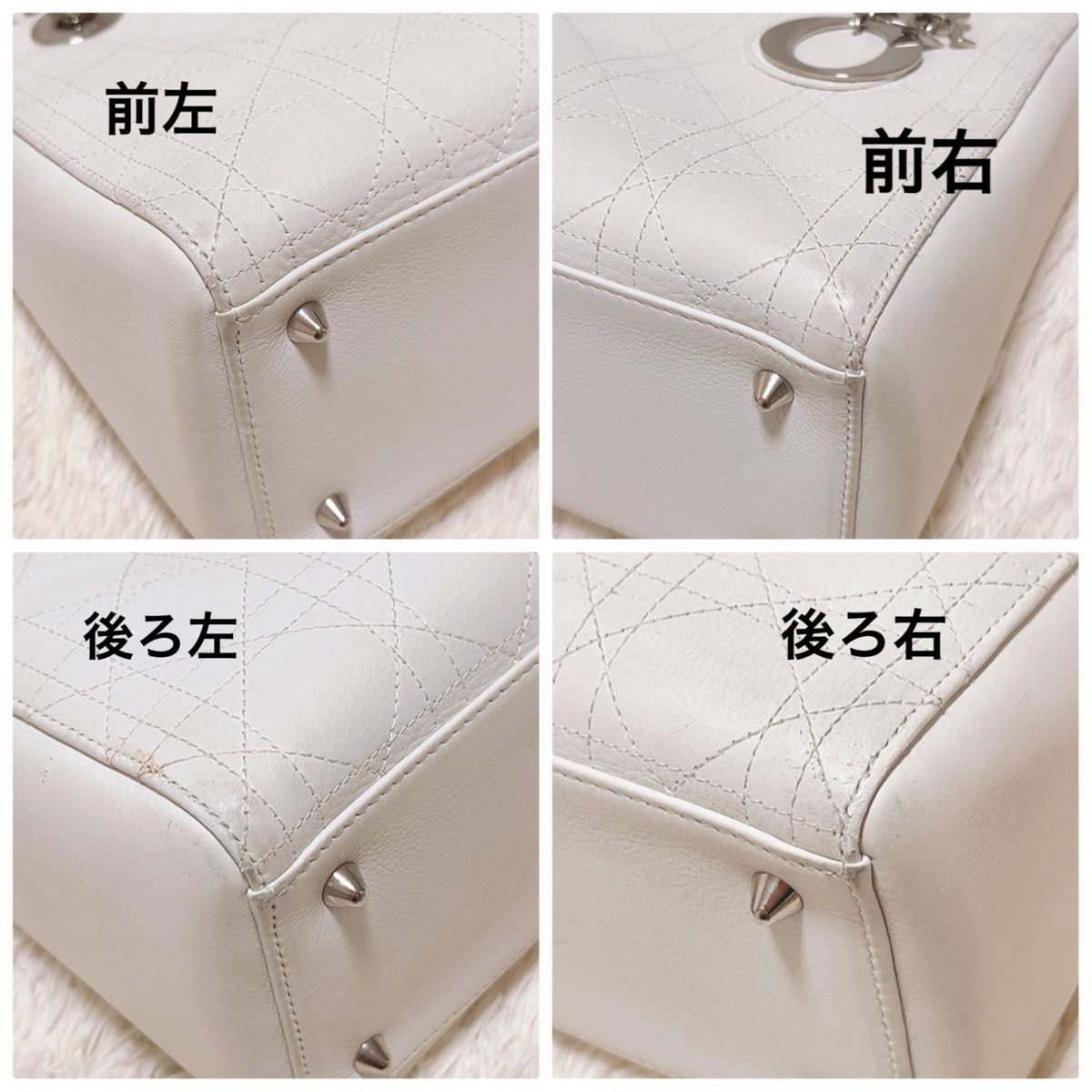 Dior カナージュ ラムスキン ホワイト 白 キルティング バッグ Dior カナージュ ラムスキン ホワイト 白 キルティング バッグ