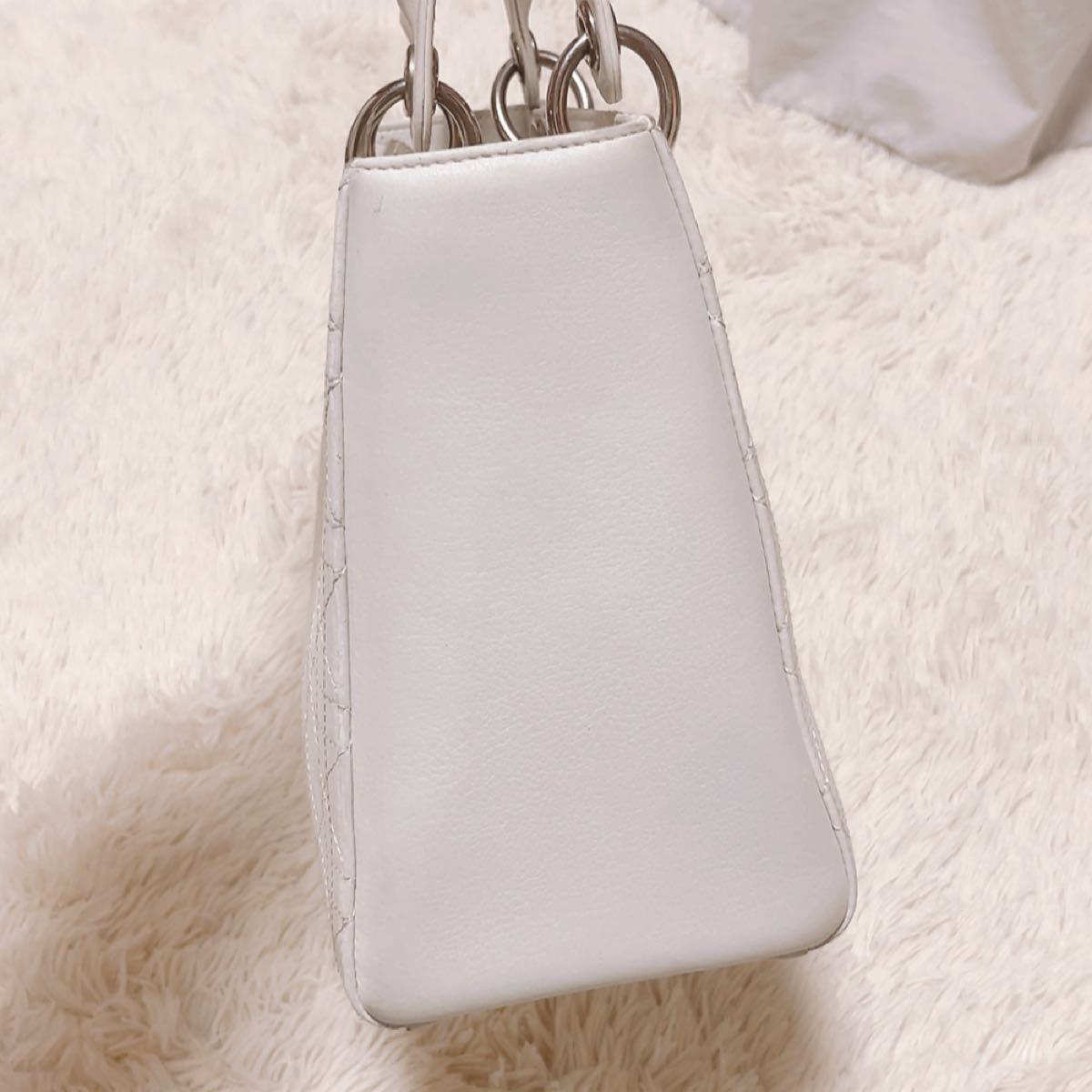 Dior カナージュ ラムスキン ホワイト 白 キルティング バッグ Dior カナージュ ラムスキン ホワイト 白 キルティング バッグ