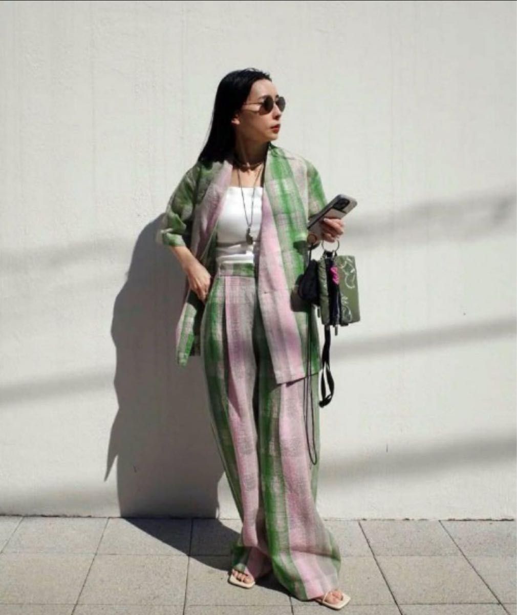 Ameri CHECK EMBROIDERY NO COLLAR JACKET|Yahoo!フリマ(旧 Ameri CHECK EMBROIDERY NO COLLAR JACKET|Yahoo!フリマ(旧