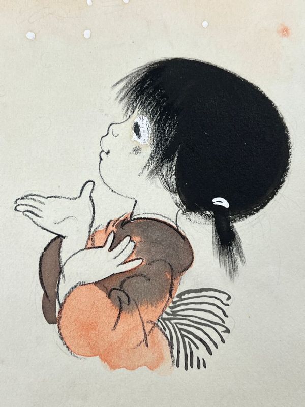 FCP】 真作保証 中島潔 紙本水彩画23x25cm 「夢みる頃」 風の FCP】 真作保証 中島潔 紙本水彩画23x25cm 「夢みる頃」 風の