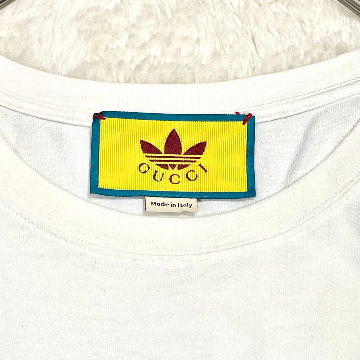 美品 グッチ アディダス コラボ ロゴ Tシャツ 717422 Lサイズ 美品 グッチ アディダス コラボ ロゴ Tシャツ 717422 Lサイズ