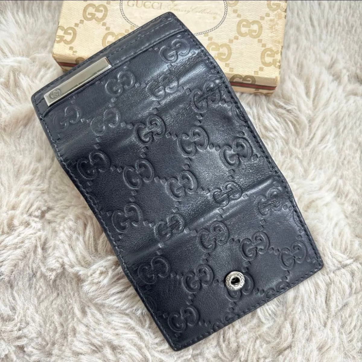 GUCCI グッチ GGロゴ レザー ブラック 黒 レザー キーケース GUCCI グッチ GGロゴ レザー ブラック 黒 レザー キーケース