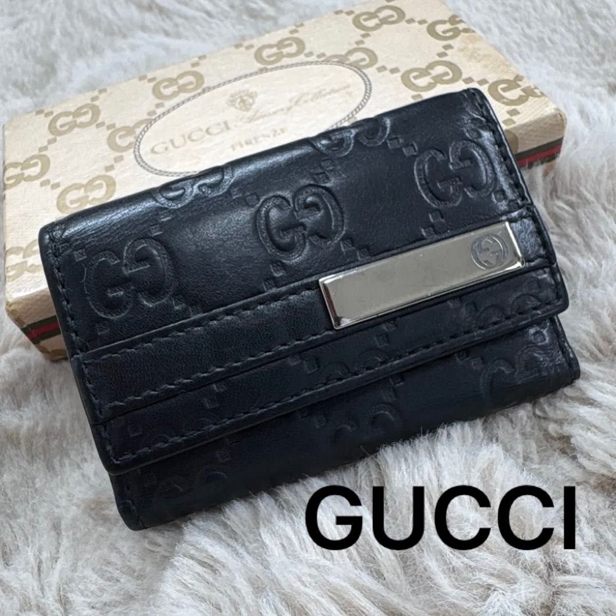GUCCI グッチ GGロゴ レザー ブラック 黒 レザー キーケース GUCCI グッチ GGロゴ レザー ブラック 黒 レザー キーケース