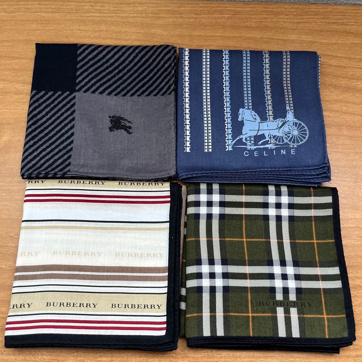 used BURBERRY CELINE ハンカチ 4枚セット まとめ売り 【出品No used BURBERRY CELINE ハンカチ 4枚セット まとめ売り 【出品No