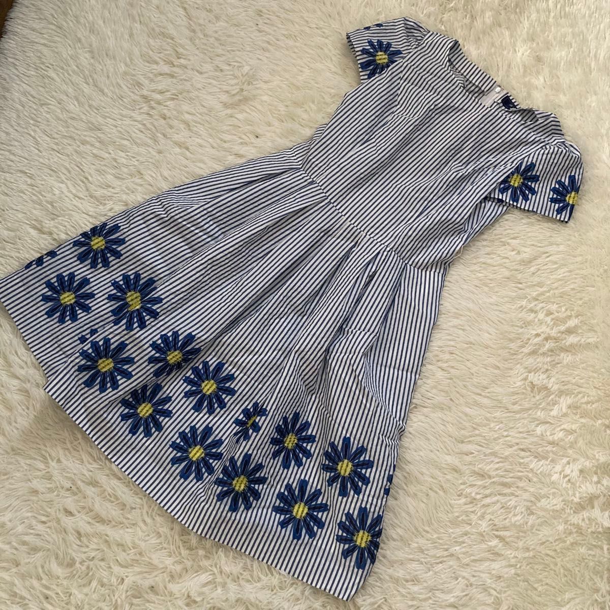 美品 エムズグレイシー M'S GRACY 花柄 ストライプ ワンピース38 美品 エムズグレイシー M'S GRACY 花柄 ストライプ ワンピース38