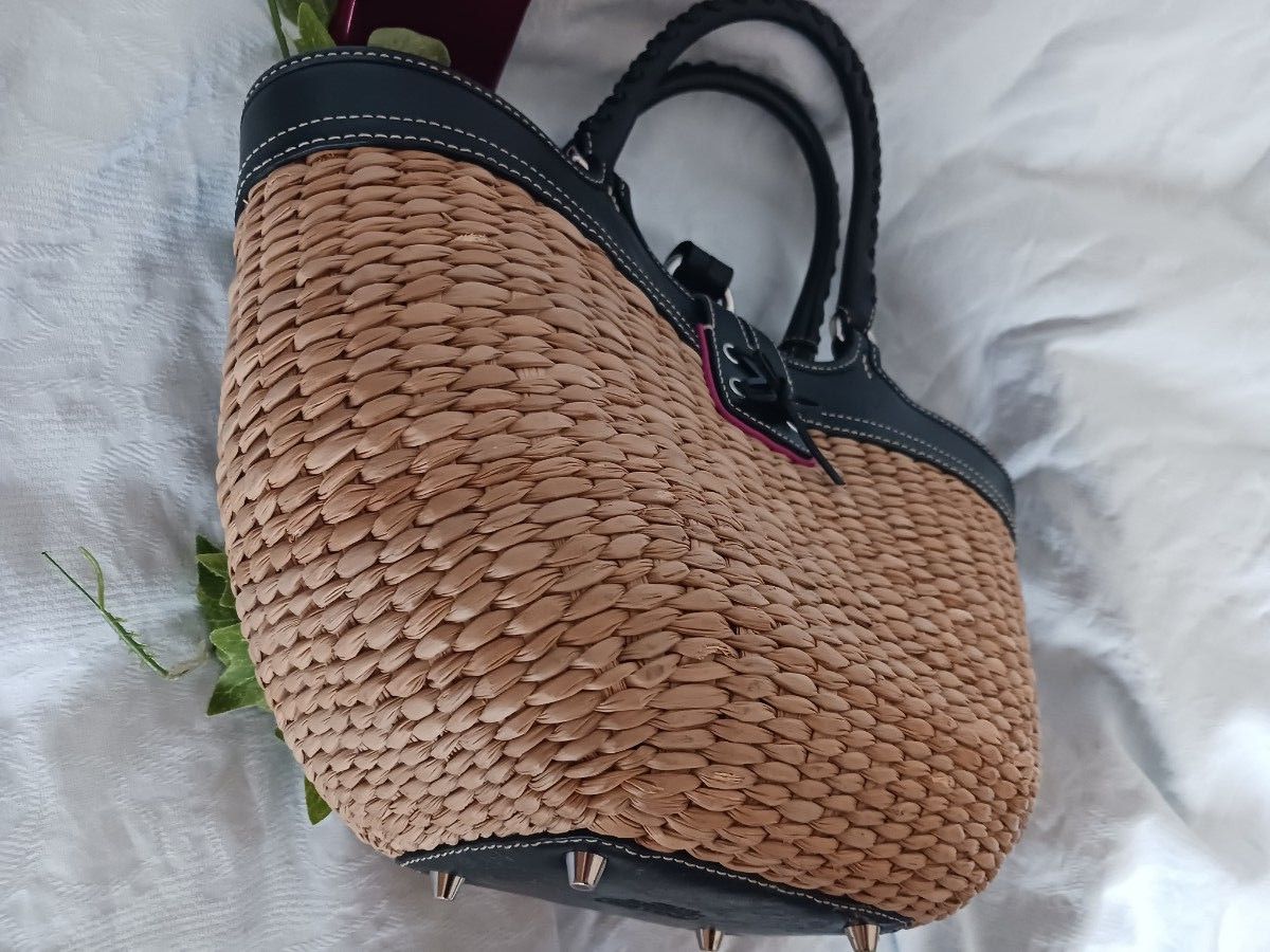 23×32 夏 COACH コーチ ストロー×レザー かごバッグ 23×32 夏 COACH コーチ ストロー×レザー かごバッグ