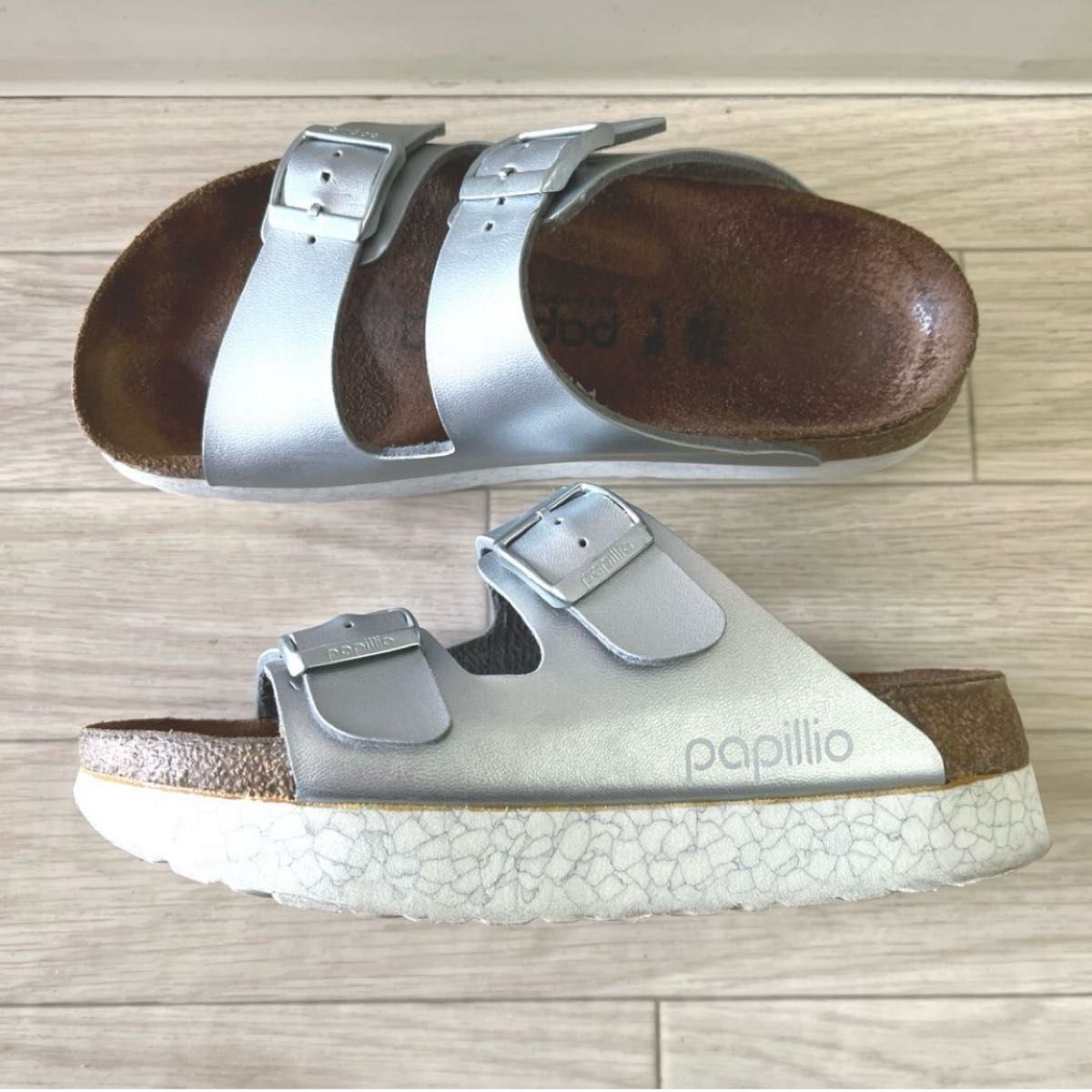 BIRKENSTOCK Papillio アリゾナ サンダル 36 シルバー 厚底 軽量 BIRKENSTOCK Papillio アリゾナ サンダル 36 シルバー 厚底 軽量