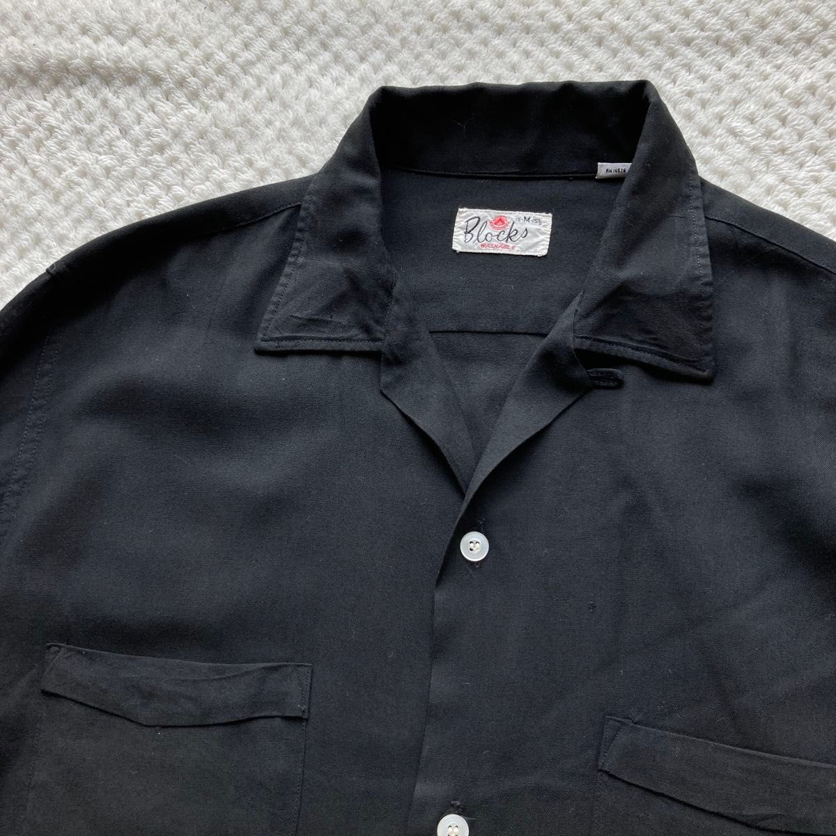 黒 ヴィンテージ 50s 60s レーヨンシャツ BLOCKS 美品 オープン 黒 ヴィンテージ 50s 60s レーヨンシャツ BLOCKS 美品 オープン