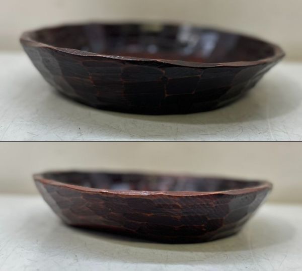 sa☆/ 木製漆器 刳貫 鑿目 柘榴 盛鉢 盛皿 菓子鉢 旧家蔵出 sa☆/ 木製漆器 刳貫 鑿目 柘榴 盛鉢 盛皿 菓子鉢 旧家蔵出