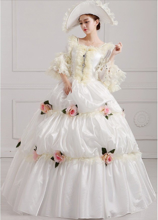 cos6819ウェディングドレス コスプレ衣装 カラードレス 帽子 パニエ 白 