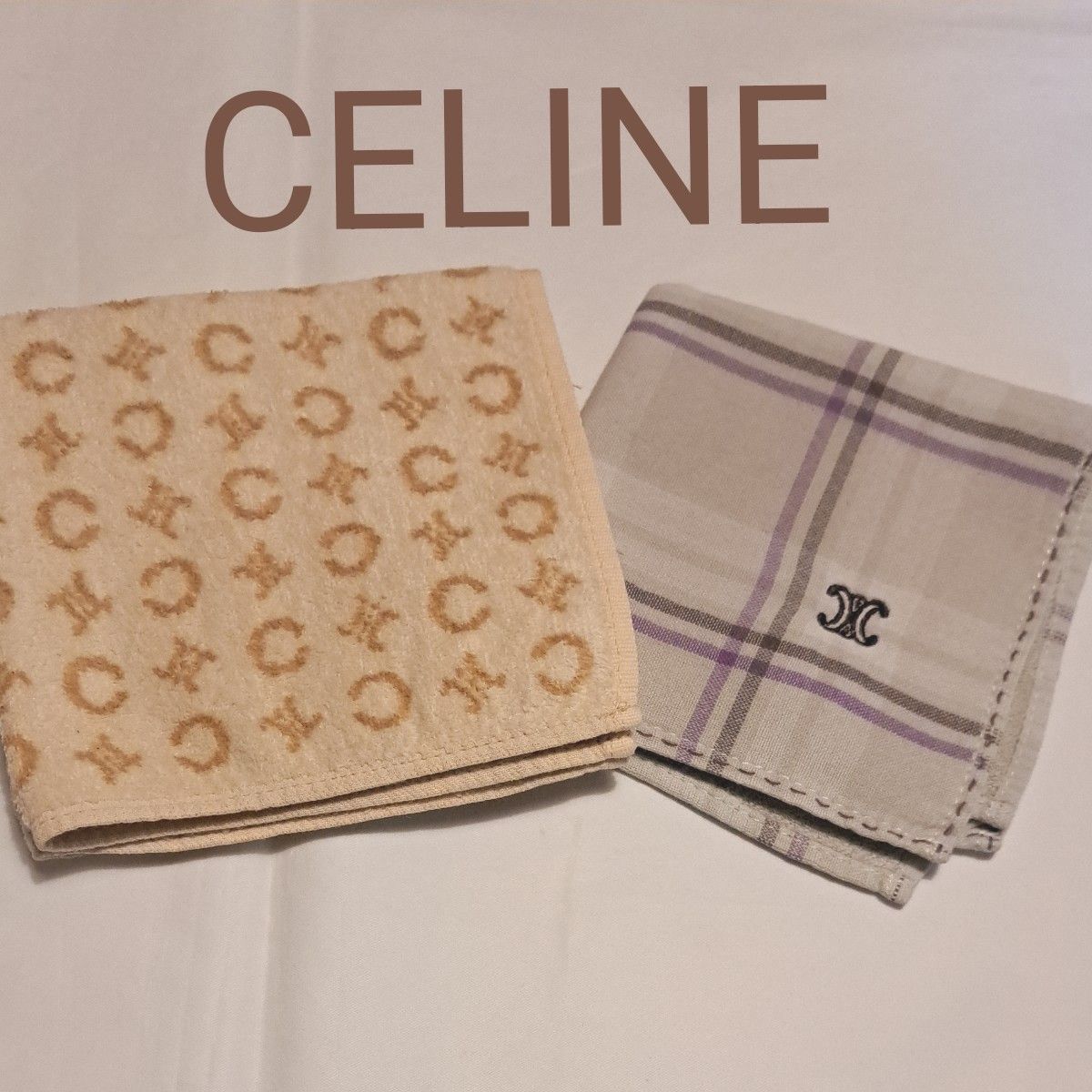 CELINE セリーヌ タオルハンカチ ガーゼハンカチ 2枚セット used CELINE セリーヌ タオルハンカチ ガーゼハンカチ 2枚セット used