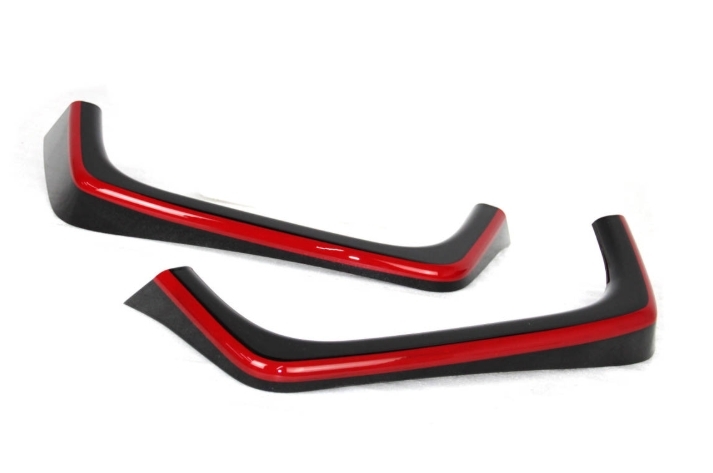 2015-2020 レッドライン＋艶有黒塗装済 スバル WRX STI VA系 セダン ABS製 マフラーカッター カバートリム ブラック+赤ライン仕様の画像4