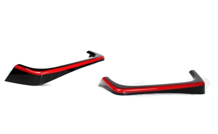 2015-2020 レッドライン＋艶有黒塗装済 スバル WRX STI VA系 セダン ABS製 マフラーカッター カバートリム ブラック+赤ライン仕様の画像5