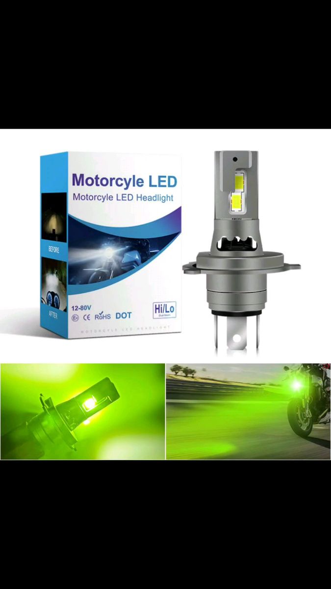 バイク H4 LED ヘッドライト バルブ ライムイエロー バイク用 ハイロー 切り替え レモンイエロー レモングリーン イエロー